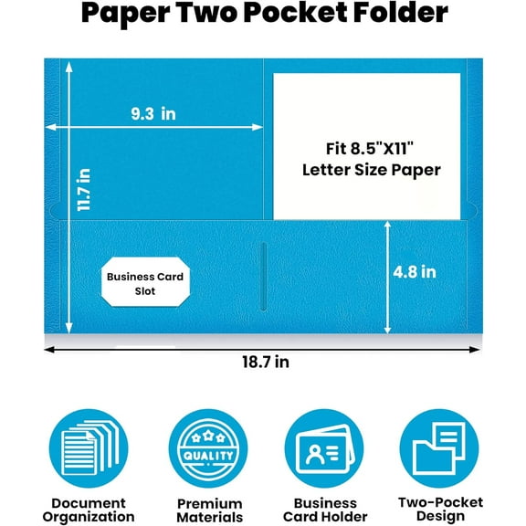 5 Pack Folders with Pockets 2 Pocket Folders Fit Letter Size Paper, Paper File Folder for School Office Home Business