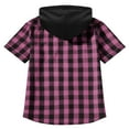 thumbnail image 4 of CYiJun George Button Down Shirts for Men Summer Casual Short Sleeves Flannel Hoodie Plaid Shirt, 4 of 8