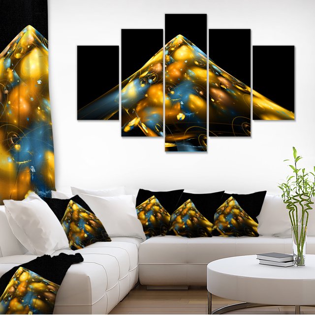Structure Fractale Bleu Doré - Impression sur Toile Contemporaine