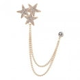 thumbnail image 5 of Shiny Rhinestone Five Pointed Star Brooch Pin Badge Stylish Men's Brooch Pin Gold, 5 of 8