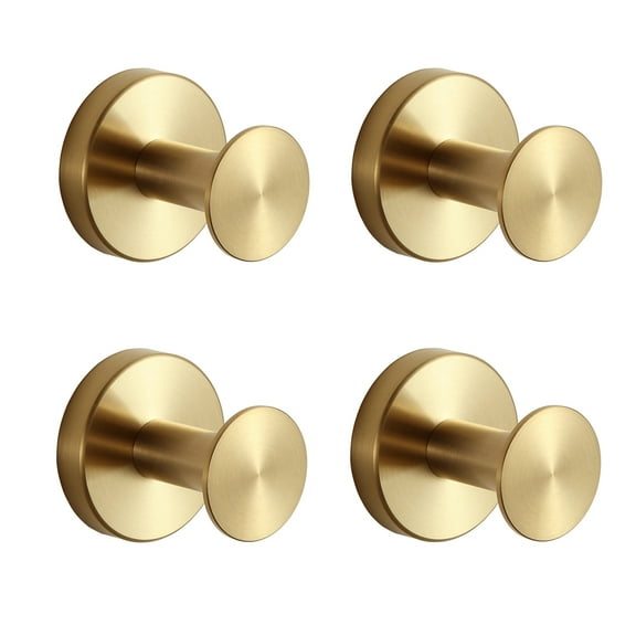 Orlif Bath Towel Hooks,4 Pack SUS304 Stainless Steel Robe Coat Robe Clothes Hook，Heavy Duty Wall Hook  (Gold)