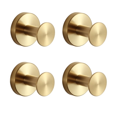 Orlif Bath Towel Hooks,4 Pack SUS304 Stainless Steel Robe Coat Robe Clothes Hook,Heavy Duty Wall Hook (Gold)