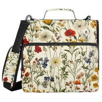 FORMRS Zipper Binder with Shoulder Strap 1.5-inch Ring 500 Sheet Capacity File Bag, Beige Floral