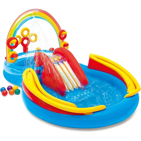 Inflatable playground Rainbow pool and slide.