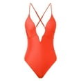 thumbnail image 6 of Yuncity Women's One-Piece Swimsuits Deep V Neck Shapewear Backless Thong Bodysuit Tank Top Bathing Suits Swimwear For Beach Pool Orange S-Xl, 6 of 6