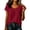 Wine, variant on VJGBEGW Women's Cotton Linen Short Sleeve Shirts Casual Loose Round Neck Gathered Front Lightweight Breathable Basic Summer Blouses Relaxed Fit Black L
