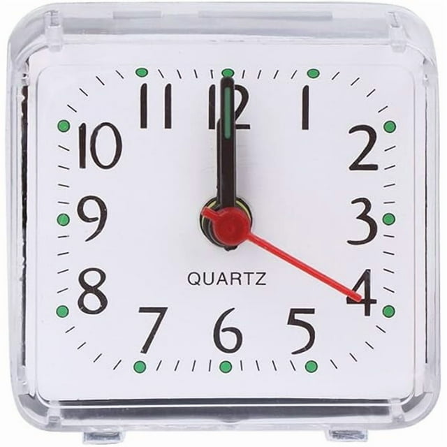 wonima44 Mini Square Quartz Beep Alarm Clock Plastic Desk Table Travel Trip Portable Alarm Clock