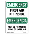 thumbnail image 1 of SignMission OS-EM-A-1014-L-10321 10 x 14 in. OSHA Emergency Sign - First Aid Kit Inside Bilingual, 1 of 1