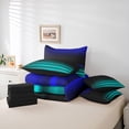 thumbnail image 6 of jejeloiu Vintage Striped Print 7-Piece Bedding Comforter Set,Abstract Geometric Pattern King Bedding Sets,Cyan Black Blue Bed Sheets For Adult,Breathable Home Decor Reversible, 6 of 8