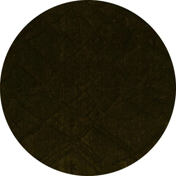 Ahgly Company Machine Washable Indoor Round Abstract Yellow Modern Area Rugs, 6' Round