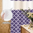 thumbnail image 2 of No Hook Shower Curtain with Built-in Rings - Purple White Geometric Washable Waterproof Fabric Bathroom Curtains for Hotel,Rentals, Stall 54 X 78 Inch , Minimalist Morocco Pattern, 2 of 9