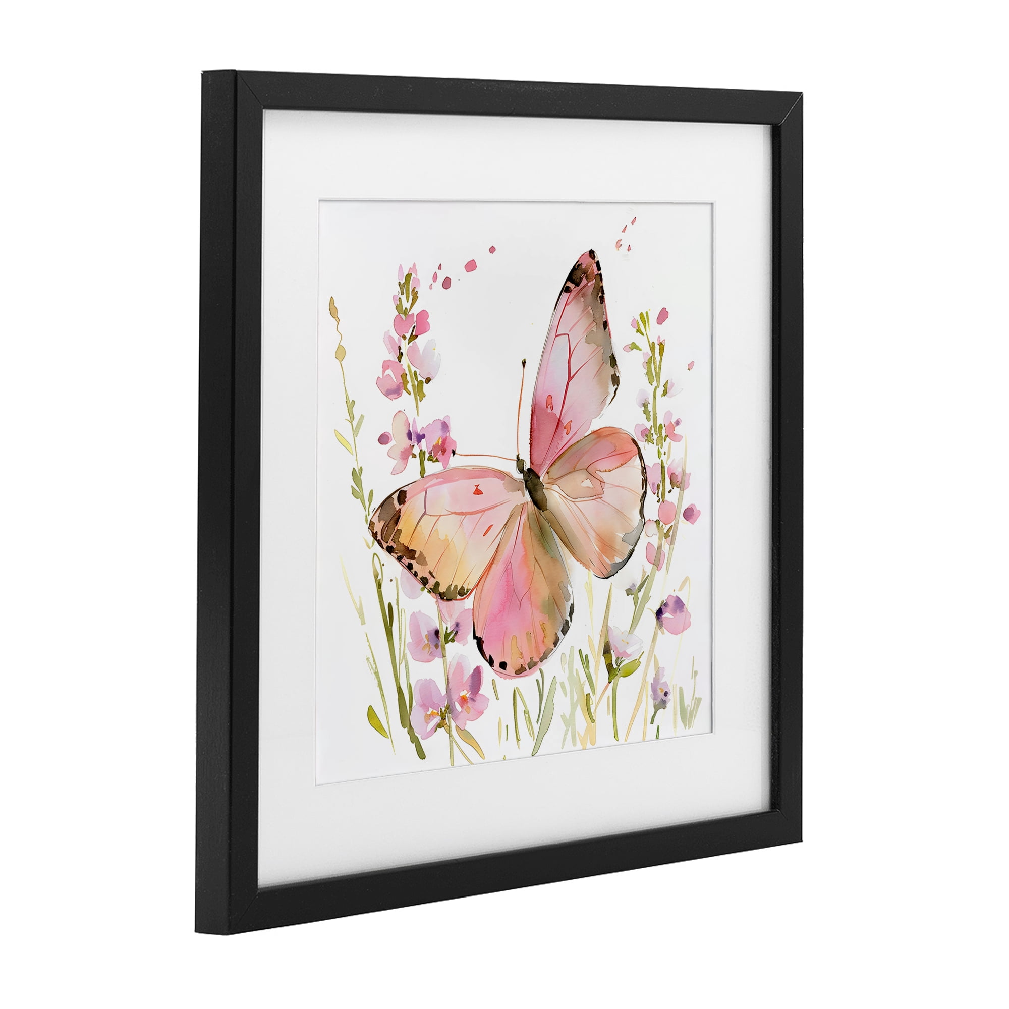 Stupell Industries Colorful Spring Butterfly Pink Black Framed Print Under Glass, design by Creative Studio
