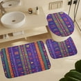 thumbnail image 6 of Purple And Blue Geometric Shapes 4 Pcs Shower Curtain Sets with Non-Slip Rugs Toilet Lid Cover And Bath Mat Boho Stripe Durable And Waterproof for Bathroom Decor Sets, 6 of 8