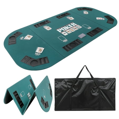 Poker Tables Casino Accessories Zeny Folding Poker Table Top Portable for 8 Casino Player Tri-Fold Poker Table Top w/Carrying Case ()