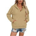 thumbnail image 3 of asjyhkr Sweatshirts for Women Polar Fleece Zipper Hooded Long Sleeve Hoodies Solid Color Casual Workout Gym Running Tops with Pockets, 3 of 7