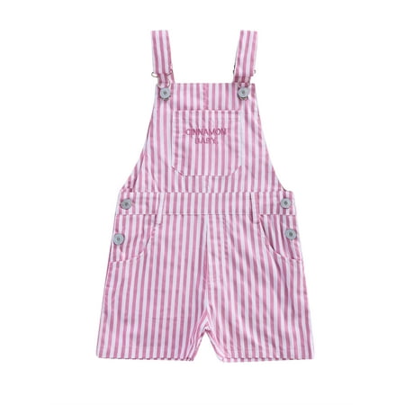 

JYYYBF Kids Toddler Girls Casual Overalls Romper Stripe Letter Print Sleeveless Suspender Shorts Summer Clothing