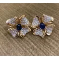 thumbnail image 2 of ORLOV DIAMONDS Flower Stud Earring 2.30Ct Oval Cut Lab Created Sapphire 14K Yellow Gold Plated, 2 of 5