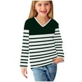 thumbnail image 6 of WRKEKC Girls Long Sleeve Tees Casual Eye-Catching Fashion Striped Print V Neck Soft Stretchy Comfortable Slim Fit Blouses for Spring Summer 3-14 Years, 6 of 8
