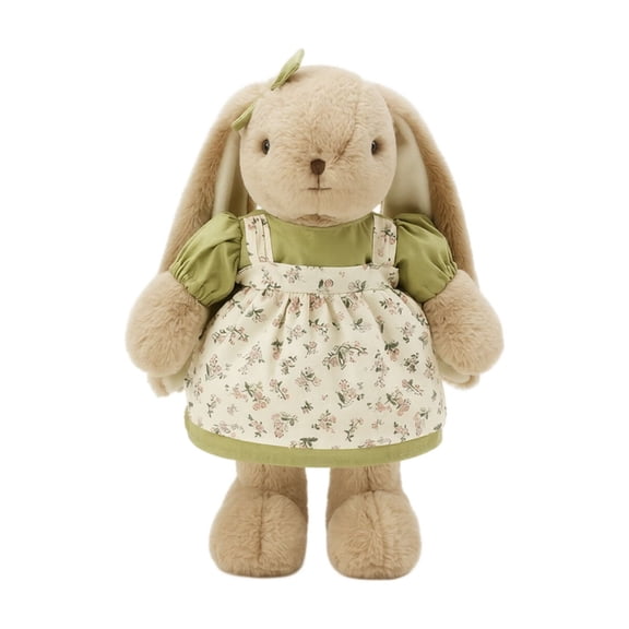 Floral Dress Lop Eared Rabbit Plush Toy Soft Stuffed Bunny Doll Long Floppy Ears Bedside Companion Bedroom Aesthetics Gift Decor 11.8 Inch