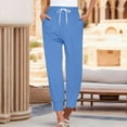 thumbnail image 2 of Bovemsi Casual Pants for Women Sweatpants Drawstring Fashion Solid Color Cropped Beach Trousers with Pockets, 2 of 5