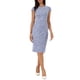thumbnail image 1 of Vestido elegante de tweed para mujer Inspire Chic, con cuello redondo, mangas cortas, estilo vintage, ajustado, midi, talla XL, color azul, 1 of 6
