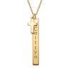 Personalized Planet Women's Gold-tone or Silver-tone Engraved Name Vertical Bar With Cross Necklace