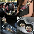 thumbnail image 3 of Yuyamidu 15 Piece Colorful Dahlia Car Seat Cover Set with Floor Mats Steering Wheel Cover Seat Belt Strap Cover Coaster Gear Shift Knob Cover Set Fit SUV Sedan, 3 of 6