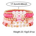 thumbnail image 5 of Censtreet Hot Pink Bracelet Stackable Valentine's Day Beaded Love Heart Charm Stretch Bracelet Holiday Letter Bracelets Festive Jewelry Gifts for Women, 5 of 6