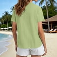 thumbnail image 4 of Women Work Out Tops Sawvnm Women's Fashionable Casual Vacation Everyday Solid Color Button-down Crew Neck Short Sleeves Top Tank Tops for Women Green XL, 4 of 9