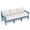 Blue Frame with Khaki Cushion, variant on SERWALL Outdoor Patio Sofa Set, 3-Seater HDPE Couch with Thick Cushions , Weather Resistant All-Weather Furniture, Black Frame with Khaki Cushion
