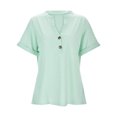 thumbnail image 4 of Gibobby Camisetas Mujer Manga Corta Camiseta manga corta con cuello en V y botón color sólido informal a la moda para mujer(Verde,G), 4 of 5