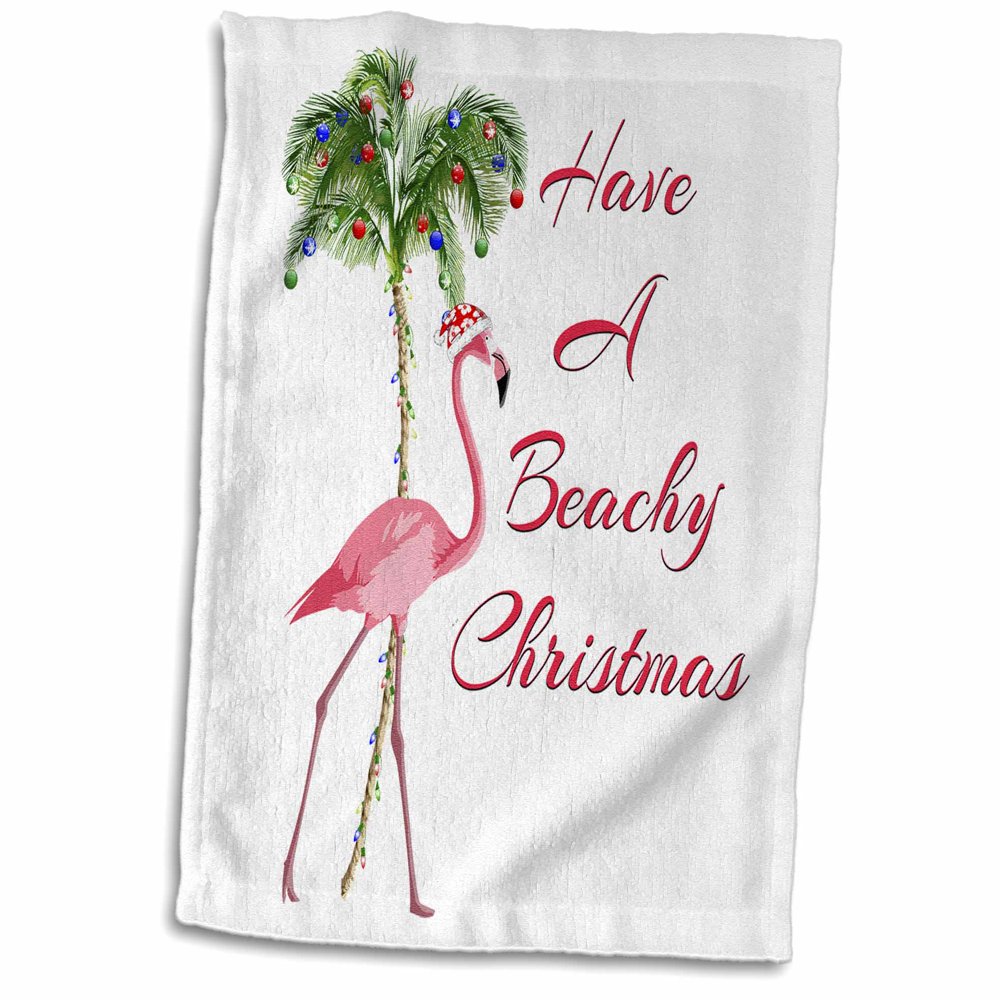 3dRose Have a Beachy Christmas fun Xmas with a Santa pink flamingo