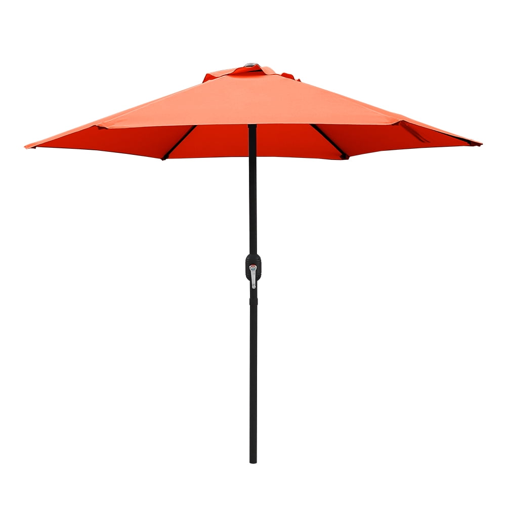 Kool 7.5ft Patio Umbrella with Crank Handle, Outdoor Market Umbrella with 6 Sturdy Umbrella Ribs Waterproof for Garden, Deck, Backyard, Pool, Orange