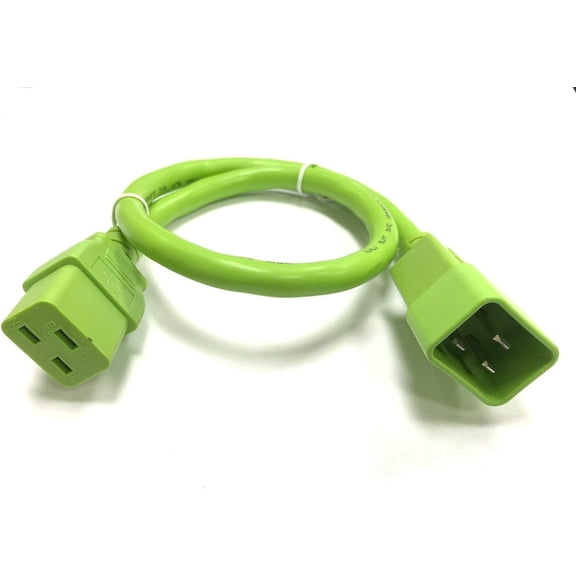 RiteAV - Heavy Duty Extension Power Cord, C19 to C20, 12AWG, 20 AMPS, 250V (Green, 8ft)