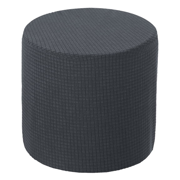 Ottoman Cover Round, Stretch Ottoman Slipcover Fit Diameter 9.8"-12.6", Non-Slip Footstool Protector Cover Dark Grey