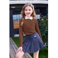 thumbnail image 2 of Arshiner Long Sleeve Shirts for Girls Raglan Sleeves Crewneck Knit Blouse for Kids Casual Blue Cute Loose Tops Kids 12 Years 150 Brown, 2 of 5