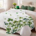 thumbnail image 3 of Throw Blanket Fleece Throw Blanket 50x60in, Watercolor Rustic Green Leaf Soft Lightweight Bed Blankets St. Patrick's Day Shamrock Fuzzy Couch Blankets for All Season, 3 of 9