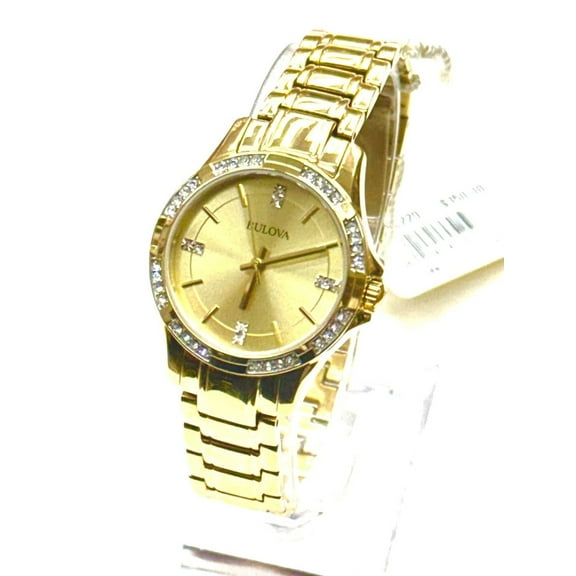 Bulova 98L220 Women's Analog Round Gold-Tone Crystals Quartz Movement Dress Watch