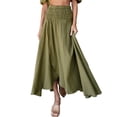 thumbnail image 1 of VISgogo Falda larga ahumada para mujer, falda con abertura de color sólido de cintura alta informal de verano para adultos VISgogo moda, 1 of 6