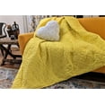 thumbnail image 3 of DaDa Bedding Happy Sunny Yellow Bright Quilted Ultra Sonic Reversible Throw Blanket Bedspread (BJ0107), 3 of 8