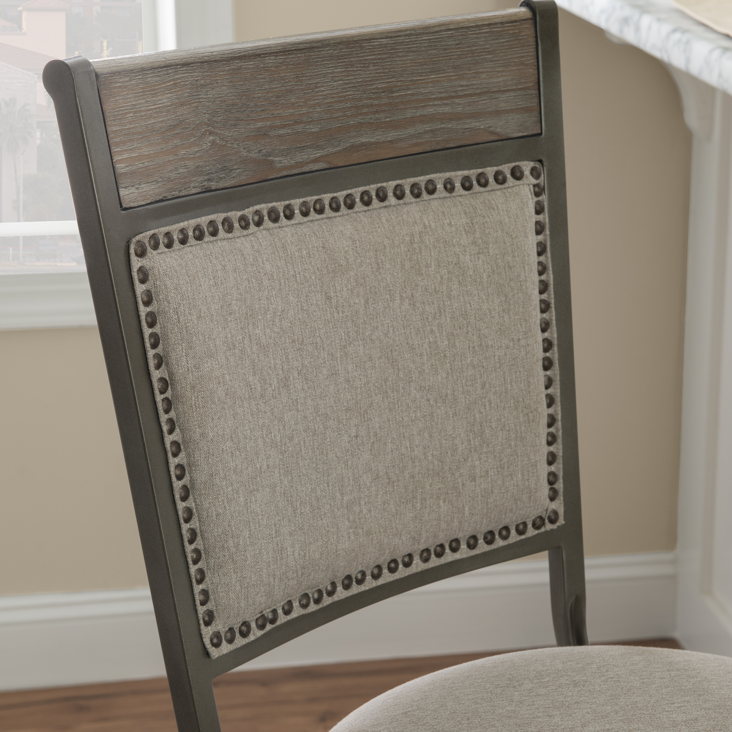 Powell Holloway 29.5" Metal Bar Stool with Swivel, Pewter