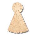 thumbnail image 2 of Unfinished Wood Etched Dotted Party Hat Shape 12" / 1/8", 2 of 2