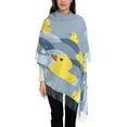 thumbnail image 3 of Cauagu ducklings swim on the sea waves Print Women Wrap Shawl tassels Scarves Retro Scarf 77.6"X28.3", 3 of 8