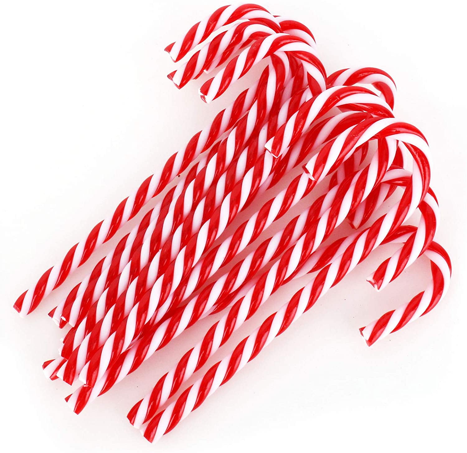 Red White Candy Cane Christmas Tree Hanging Ornaments, 12 pcs