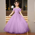 thumbnail image 2 of CPNG Girls' Off-the-Shoulder Sequin & Glitter Tulle Ball Gown Dress – Embellished Bodice, Ruffled Sleeves & Sparkly Floor-Length Skirt for Flower Girl, Wedding Pageant & Formal Events, 2 of 9