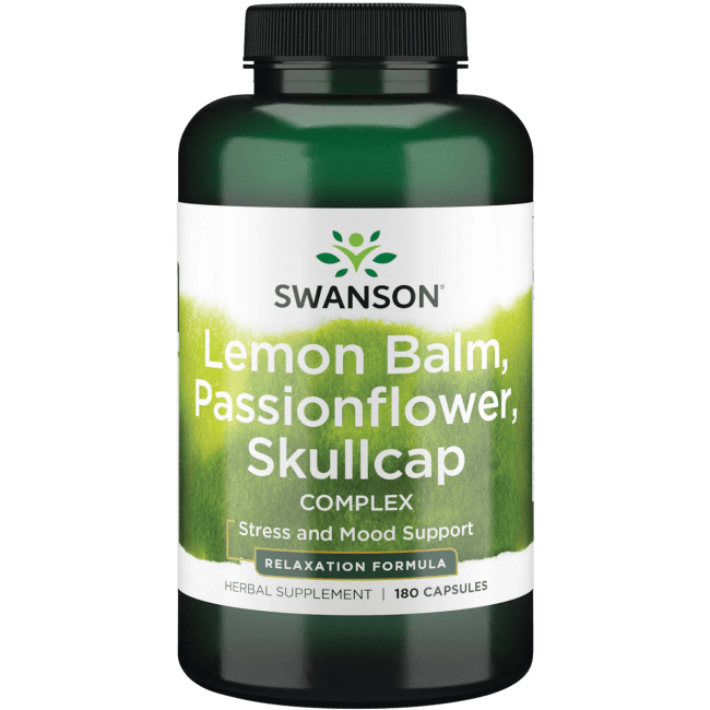 Swanson Lemon Balm, Passion Flower, Skullcap Complex 180 Capsules