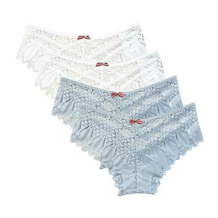 uublik Value 4-Pack  No Show Thongs for Women No Show Thong Lace Panties Breathable Comfortable Underwear Womens