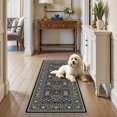 thumbnail image 2 of HILORUUG 3x12 Washable Oriental Runner Rug - Non Slip Rubber Backing Low Pile Stain Resistant Carpet for Hallway Entryway Kitchen - Neutral Farmhouse Waterproof Mat - 3x12 Blue/Beige Multi, 2 of 8