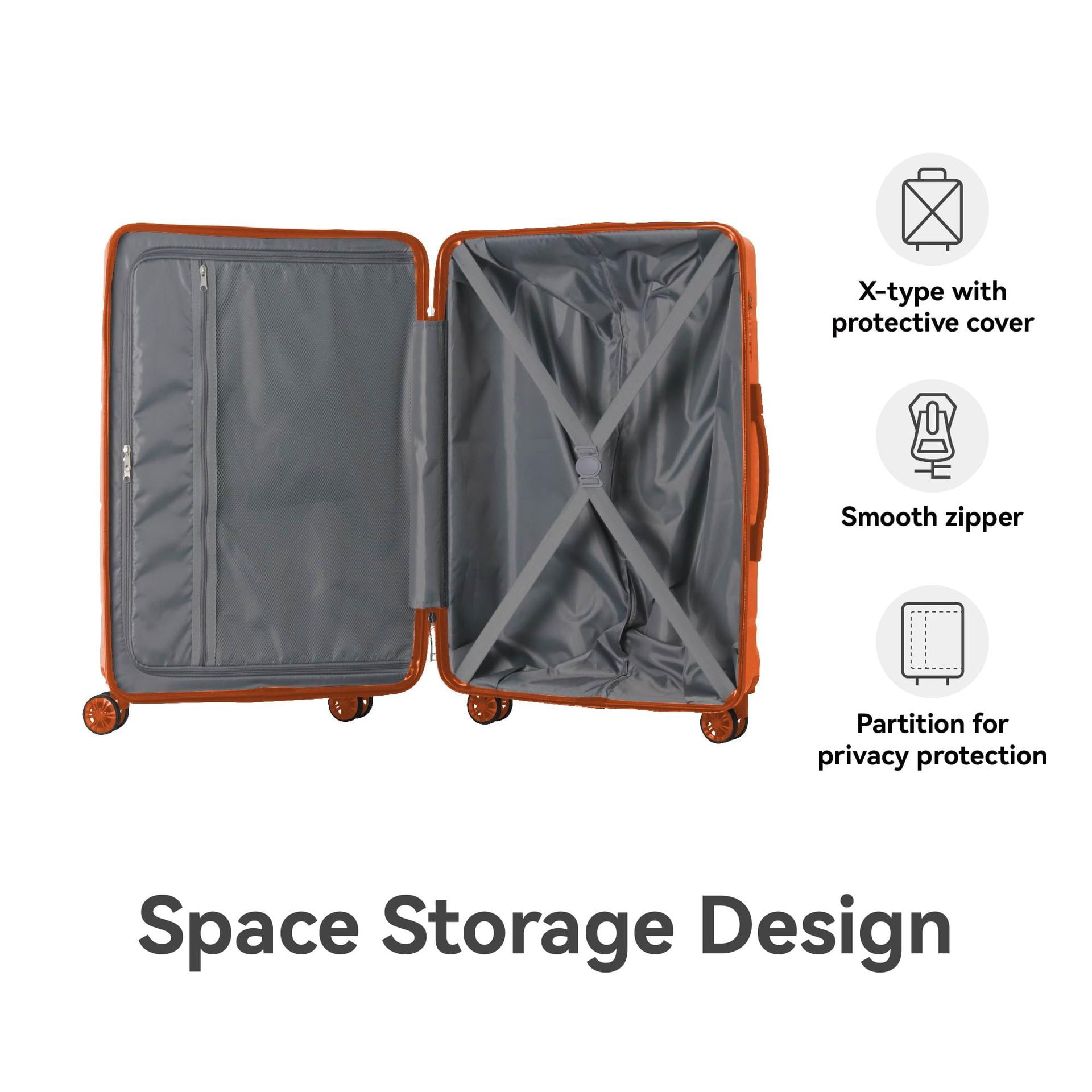 Bright Color Series 3-Piece Luggage Set (20''/24"/28"), Scratch-Resistant PP Hardside Suitcase with Four Caster