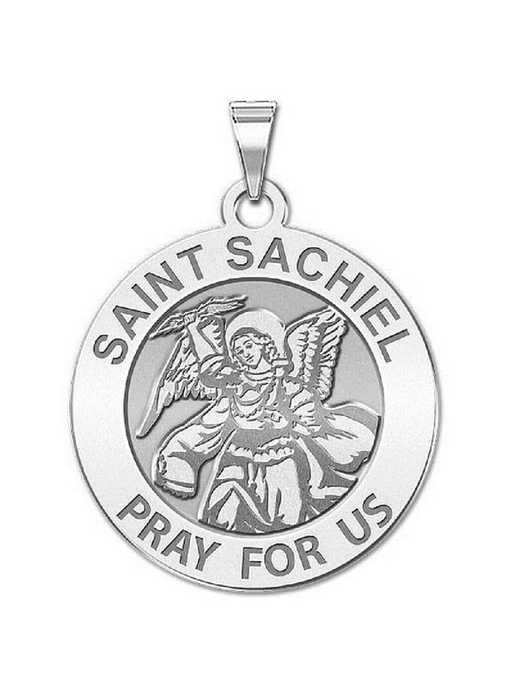 Picturesongold.Com Saint Sachiel Religious Medal Necklace Pandants Adult - 2/3 inch Sterling Silver